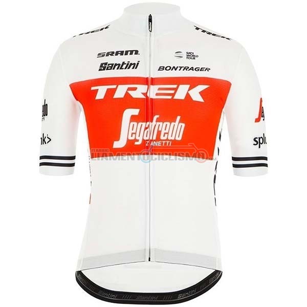 Abbigliamento Ciclismo Trek Segafredo Manica Corta 2019 Bianco Rosso